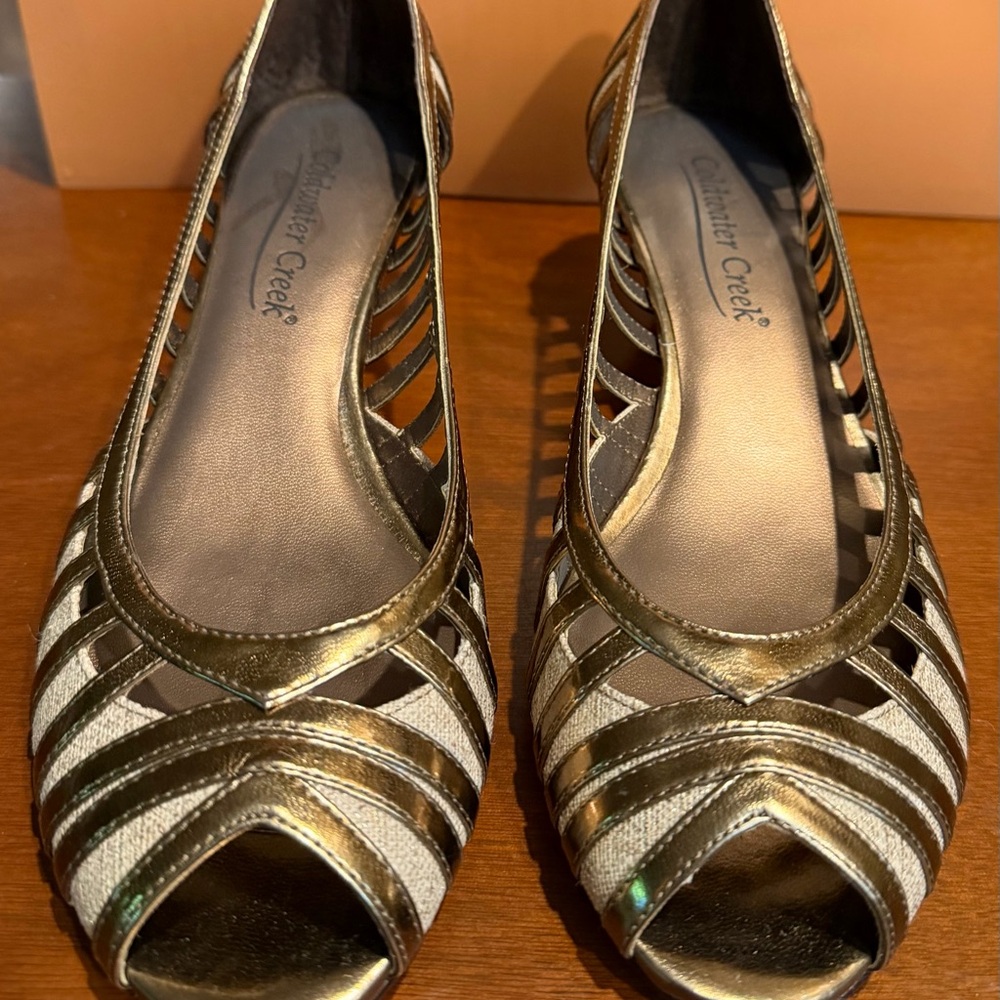 Charming Gold and Cream Women Heels